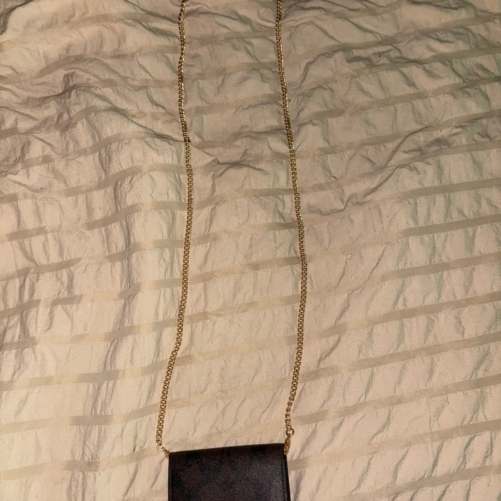 Coach Black Mini Wallet with Gold Chain